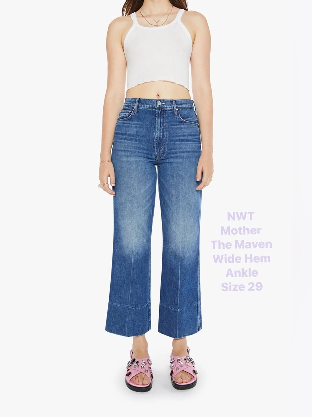 NWT MOTHER Superior Denim - The Maven Wide Hem Ankle. Rags to Riches. 29